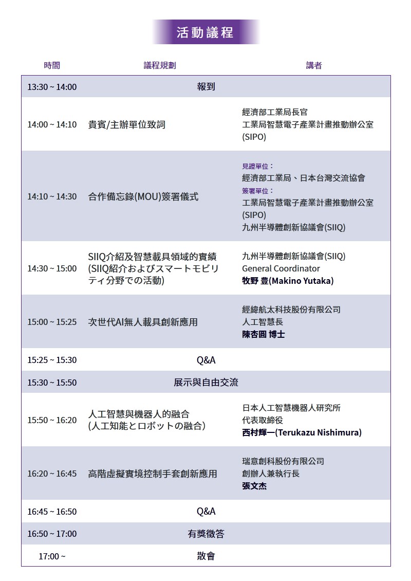 活動議程(詳如下方說明)